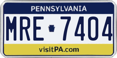 PA license plate MRE7404