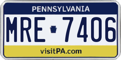 PA license plate MRE7406