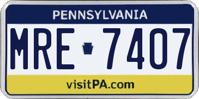 PA license plate MRE7407