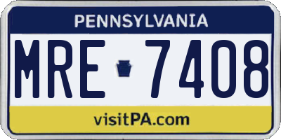 PA license plate MRE7408