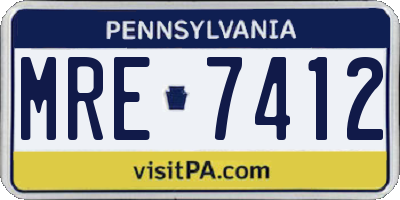 PA license plate MRE7412