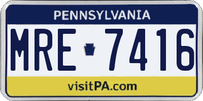 PA license plate MRE7416