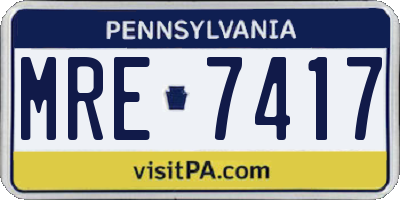 PA license plate MRE7417