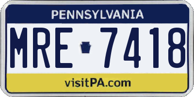 PA license plate MRE7418
