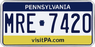 PA license plate MRE7420