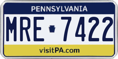PA license plate MRE7422