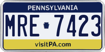 PA license plate MRE7423