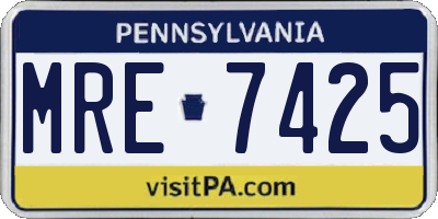 PA license plate MRE7425