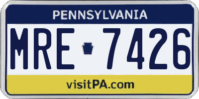 PA license plate MRE7426