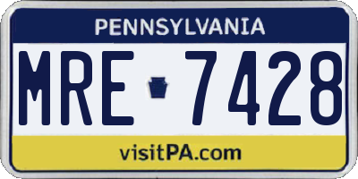 PA license plate MRE7428