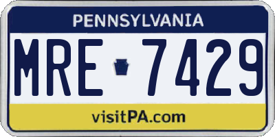 PA license plate MRE7429