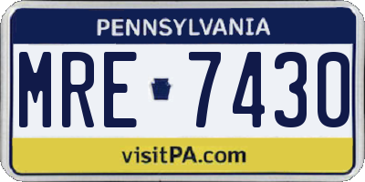 PA license plate MRE7430
