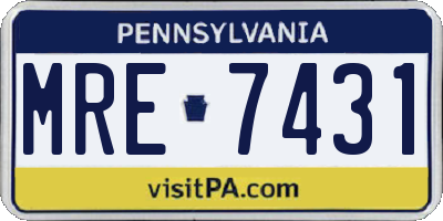 PA license plate MRE7431