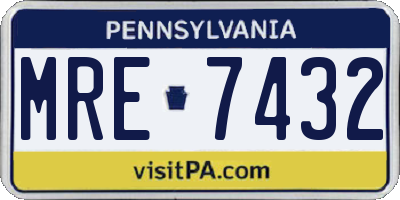 PA license plate MRE7432