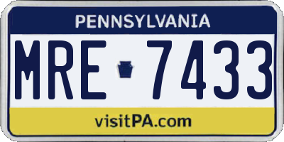 PA license plate MRE7433