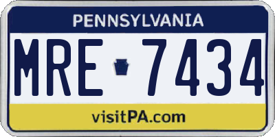 PA license plate MRE7434