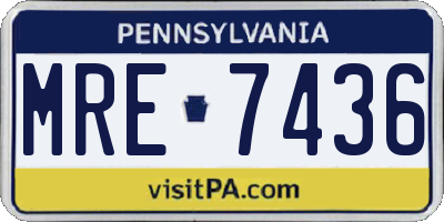 PA license plate MRE7436