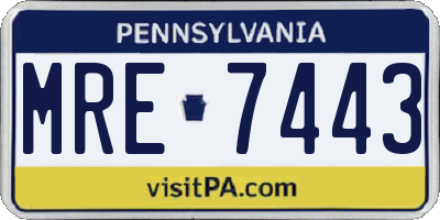 PA license plate MRE7443