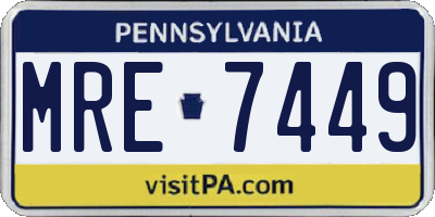 PA license plate MRE7449