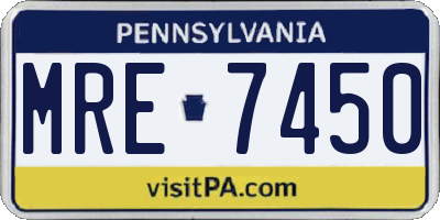 PA license plate MRE7450