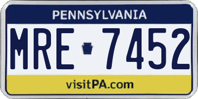 PA license plate MRE7452