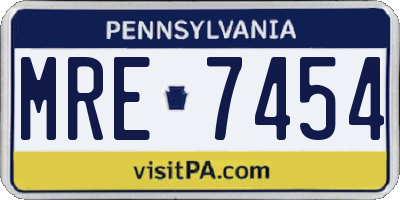 PA license plate MRE7454