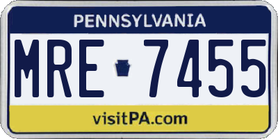 PA license plate MRE7455