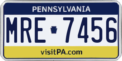 PA license plate MRE7456