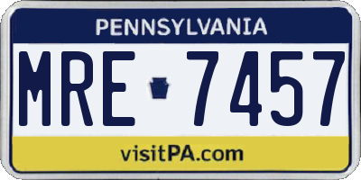 PA license plate MRE7457