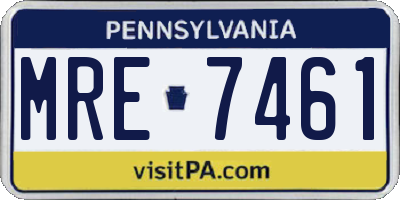 PA license plate MRE7461