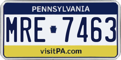 PA license plate MRE7463