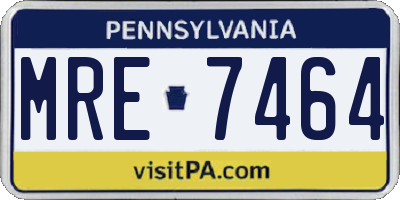PA license plate MRE7464