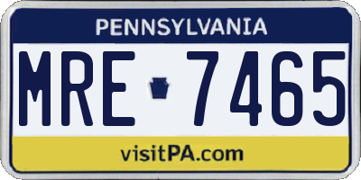 PA license plate MRE7465