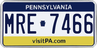 PA license plate MRE7466