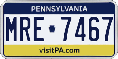 PA license plate MRE7467