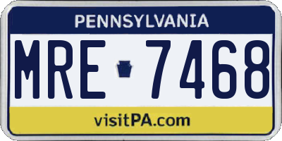 PA license plate MRE7468