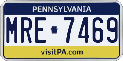 PA license plate MRE7469