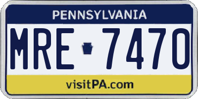 PA license plate MRE7470