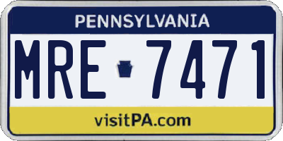 PA license plate MRE7471