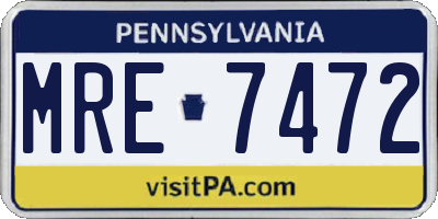 PA license plate MRE7472
