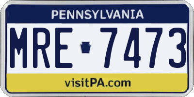 PA license plate MRE7473
