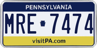PA license plate MRE7474