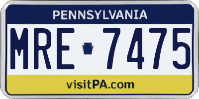 PA license plate MRE7475