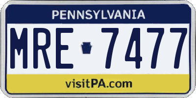 PA license plate MRE7477