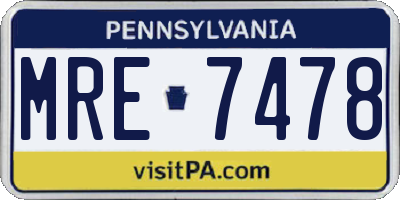 PA license plate MRE7478
