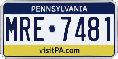 PA license plate MRE7481