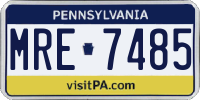 PA license plate MRE7485