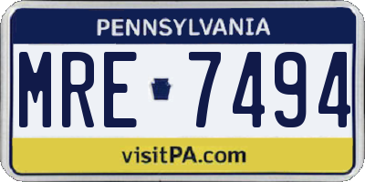 PA license plate MRE7494