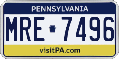 PA license plate MRE7496