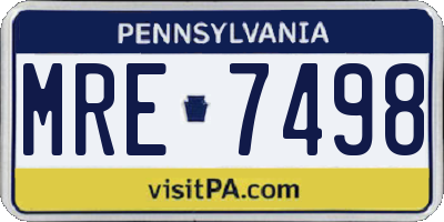 PA license plate MRE7498
